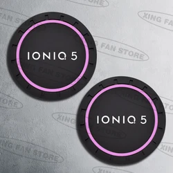 Set of 2 Anti - Slip Silicone Car Coaster Pads - Premium Interior Decoration Accessories (IONIQ 5 LOGO)