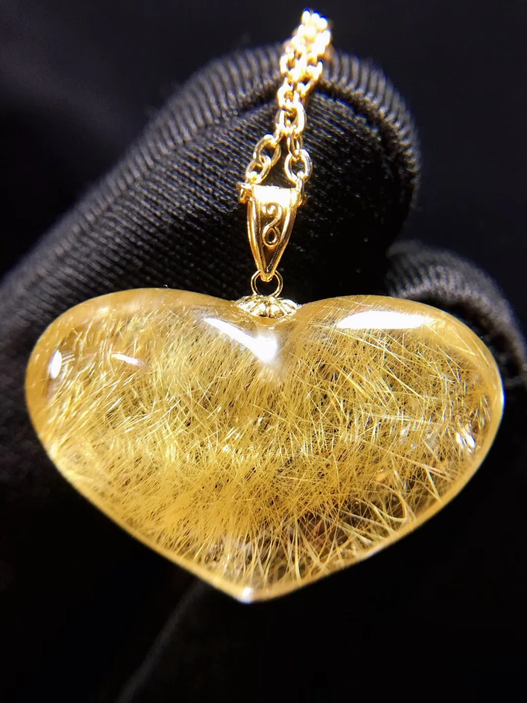 

Natural Gold Rutilated Quartz Pendant Rutilated Quartz Heart 25.1*16.8*9.5mm Jewelry Women Brazil AAAAAAA