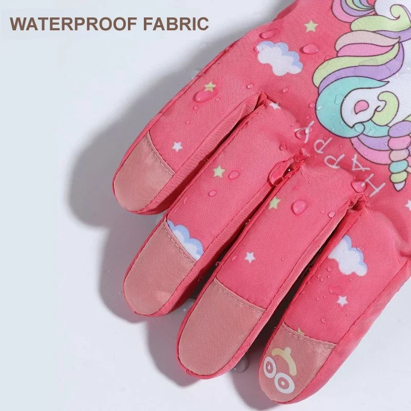 Cycling Gloves Ski Gloves Kids' Ski Gloves Warm Anti Slip Wear-resistant Water Resistant Winter Snowboarding Sports Gloves for Children Snowplay Cycling