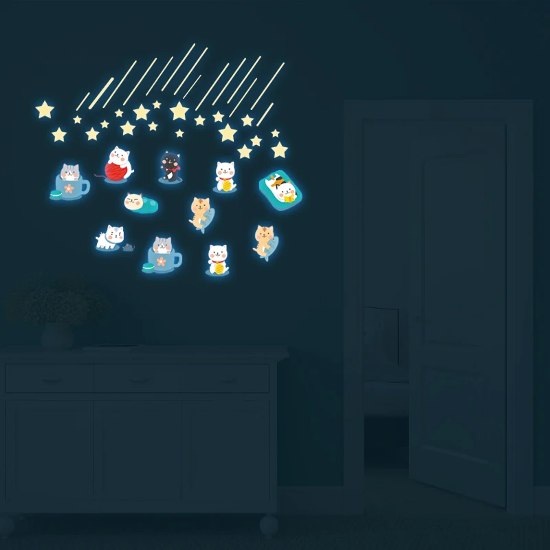 Fluorescente Le Stelle Delle Persone Per Il Soffitto Adesivi Luminosi Luminous Cat Stars Camera Dei Bambini Adesivi Luminosi Luminescenti