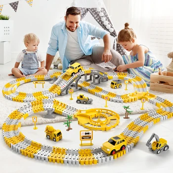Toddler Boy Toys 236 PCS Race Tracks Toys Gifts for 3 4 5 Year Old Boys Kids, 6 PCS Construction Car Toys Gifts for 2 3 4 5 Year 2
