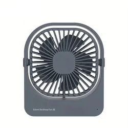 Compact USB Desk Fan with Powerful Airflow & Quiet Operation - 360° Adjustable Head for Home, Office, or Bedroom (Gray)
