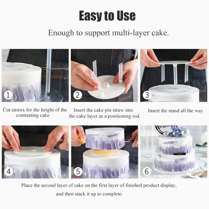 3Pcs 12/16/20cm Cake Boards Multi-layer Cake Stands Support Frame with 9 Dowel Rods for Tiered Cakes Construction Stacking