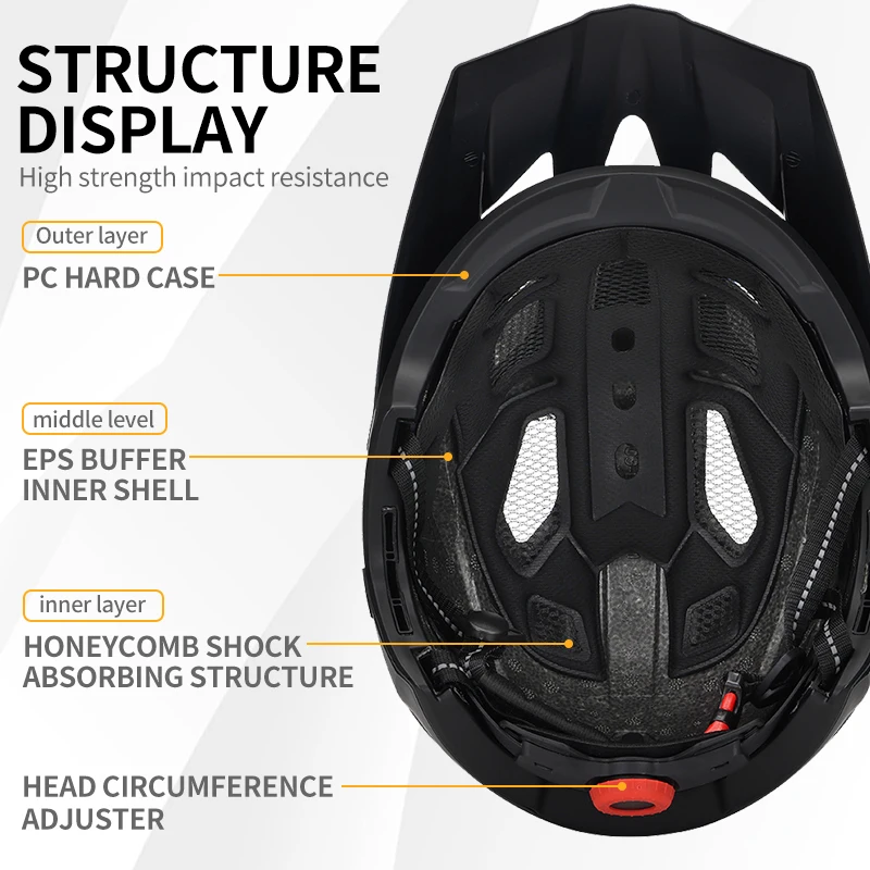 Eastinear's New Adult Bicycle Mountain Bike Helmet Full Face Detachable One-piece Motorcycle Riding Safety Helmet Head Protectio 6