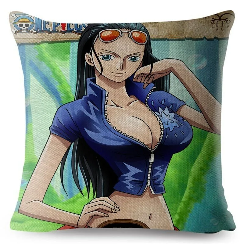 Fundas de cojín cuadradas con estampado colorido de One Piece de Anime japonés para decoración del hogar