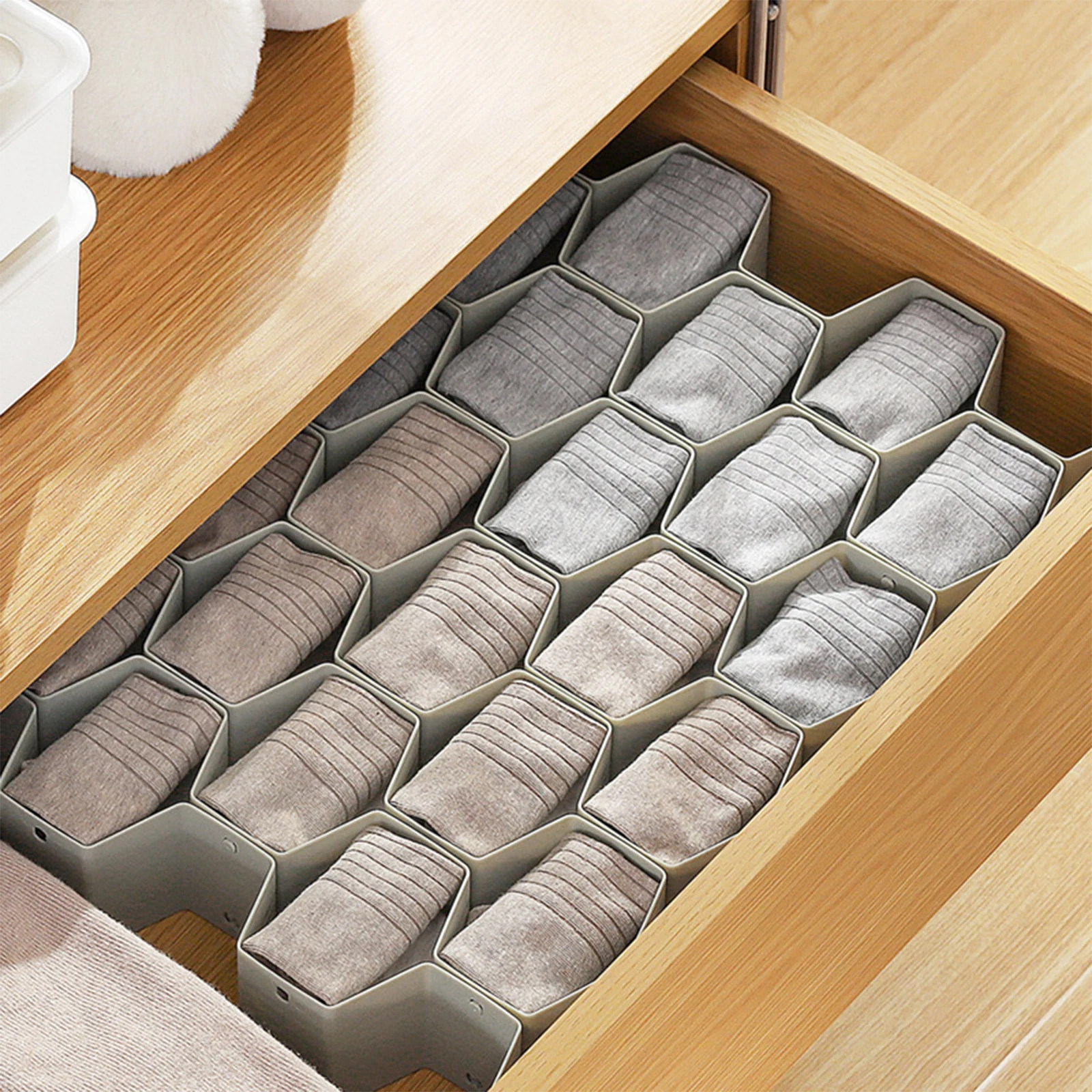 Adjustable Drawer Organizer Hexagon Storage Divider For Underwear Socks