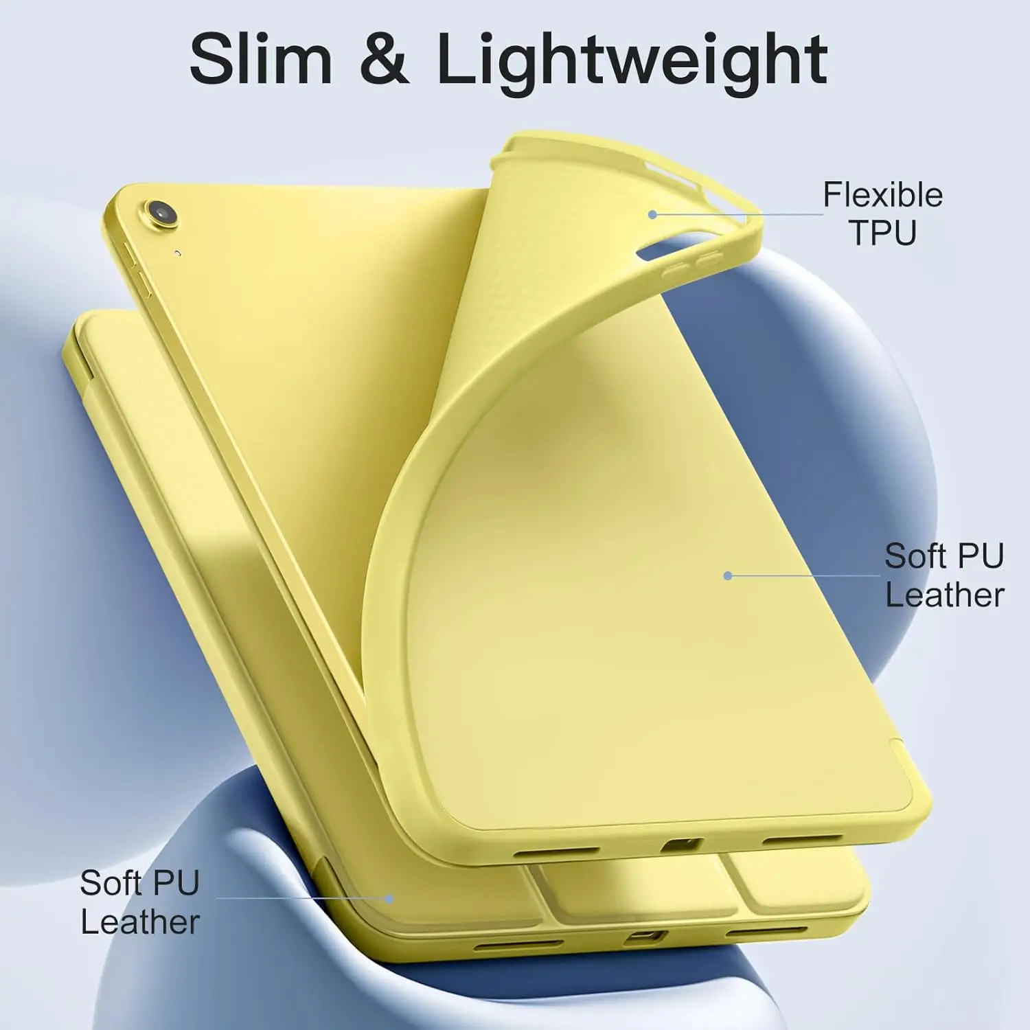 Trifold Stand Smart Cover with Soft TPU Back and Auto Wake/Sleep功能