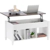 White Coffee Table with Lift Top, Lift Up Coffee Table with Storage Shelf/Hidden Compartment, Pop Up Coffee Table 4