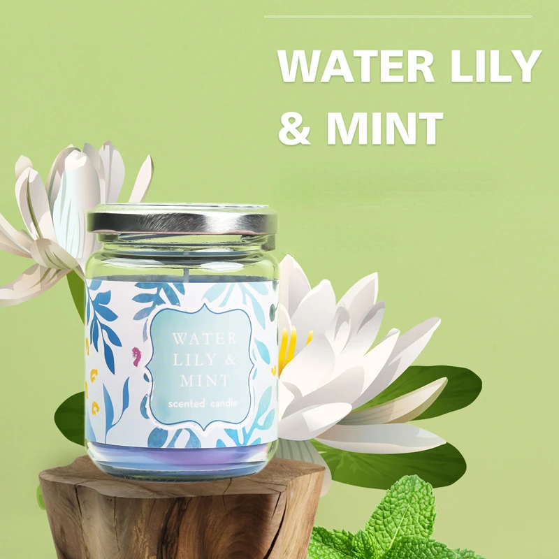 Soy Wax Glass Jar Scented Candle for Bedroom Ambience
