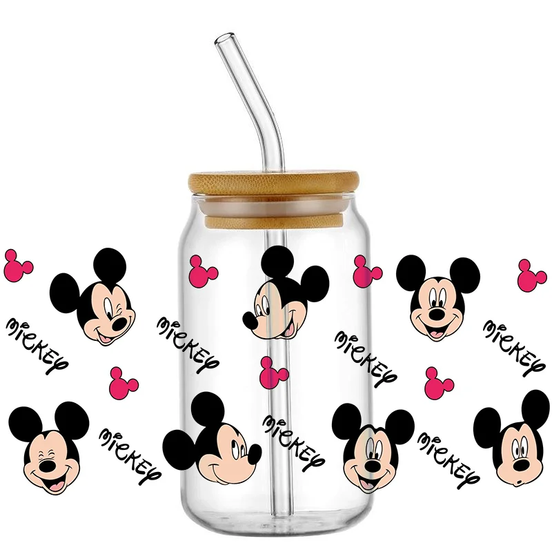 Miniso Cute Kawaii Mouse 16oz Cup UV DTF Wrap Self-adhesive Transfer Decals Custom Wrap Printing sticker cups cup wraps uv dtf wrap transfer