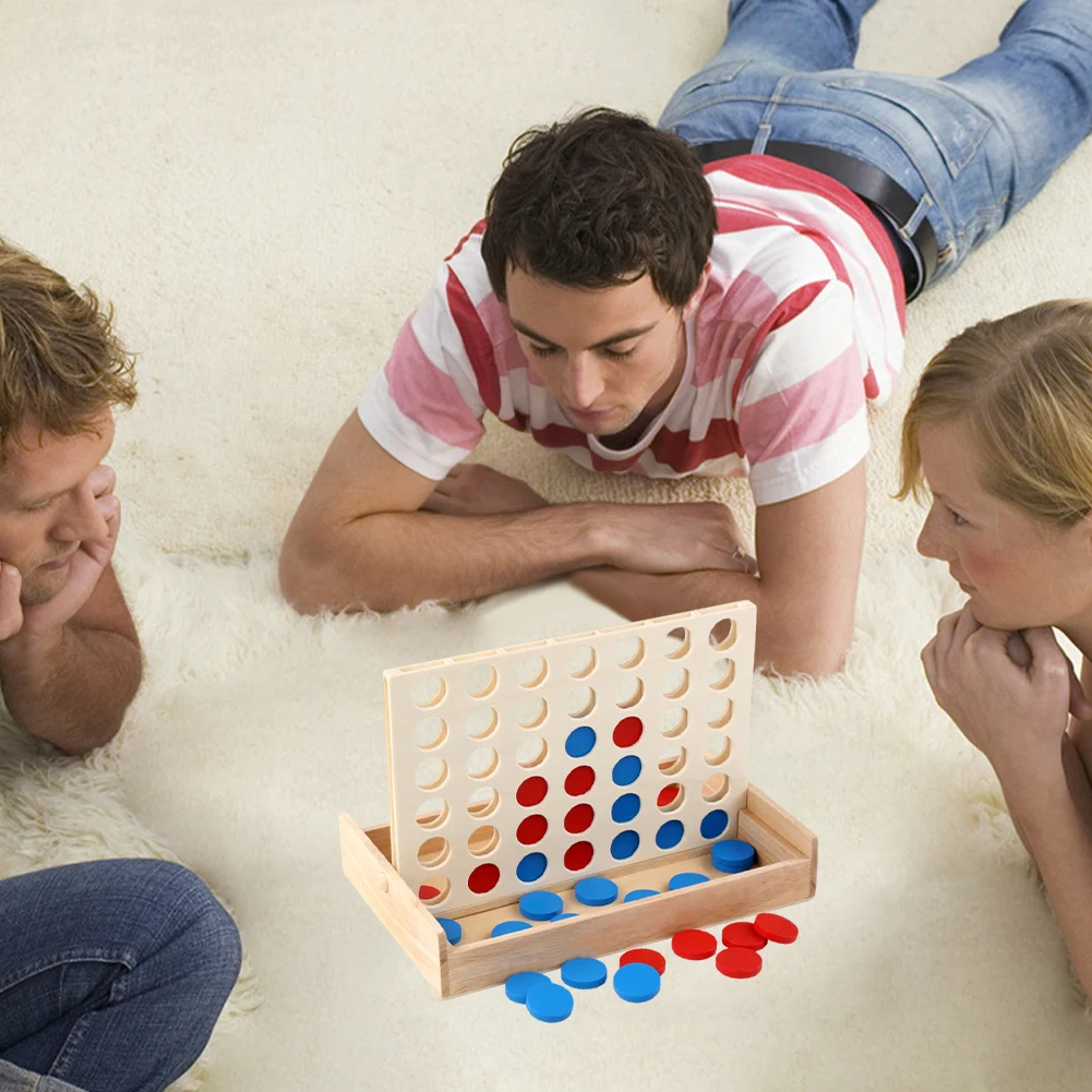 4 in A Row Wooden Connect Board Game Wood Connect Game Four in A Row Family Board Classic Strategy for Kids and Adults