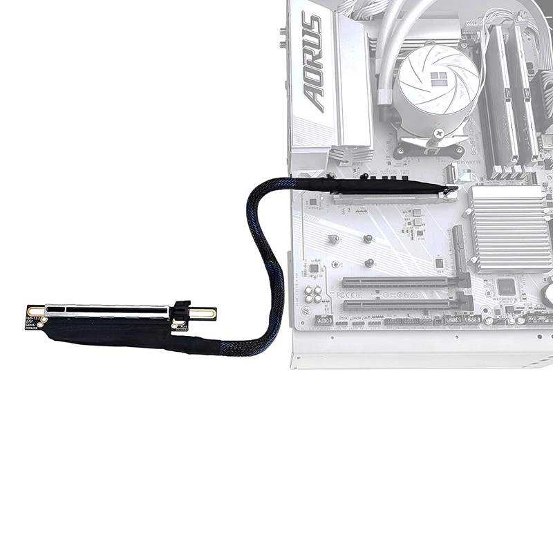 PCIe 5,0 x 16 Grafikkarten-Verlängerungskabel, versilbertes Adapterkabel, 270 180 Grad GEN5, verlustfreies GPU-Verlängerungskabel, 64 GB – Detail 18