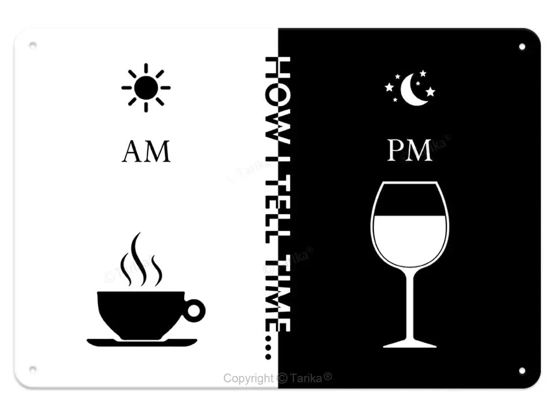 

Coffee Am Wine Pm Retro Vintage Metal Tin Sign for Home Bar Cafe Cave Decor es Inspirational Quotes Hanging Plaque Wall Art Deco