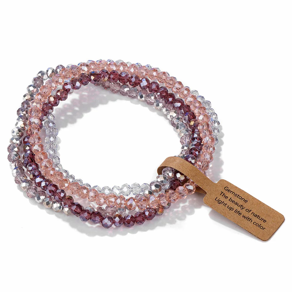 4 Teile/satz Shinning Kristall Perlen Elastische Haar Seile Hairwear Böhmischen Bunte Kristall Glas Perlen Armband Armreifen Für Frauen – Detail 5