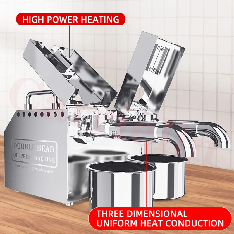 

Commercial Double Head Oil Press Stainless Steel High Extraction Rate Press Flaxseed Sunflower Seed Coconut Meat B02