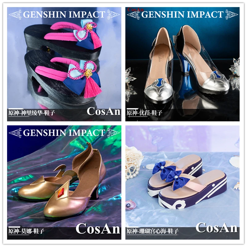 

CosAn Game Genshin Impact Eula/Sangonomiya Kokomi/Mona/Kamisato Ayaka/Lisa Shoes Cosplay Universal Fashion Battle Role Play Used