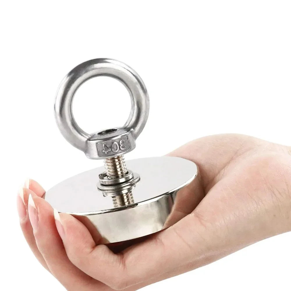 Neodymium Magnets N52 Super Strong with Countersunk Hole Eyebolt for Magnetic Fishing Salvage