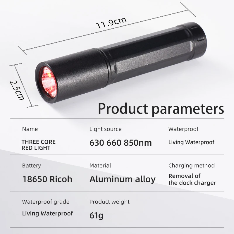 Red Light LED Wand 3 Wavelength Lamp 630nm&660nm&850nm for Shoulder Knee Lumbar Spine Nape Wrist Ankle Relaxation