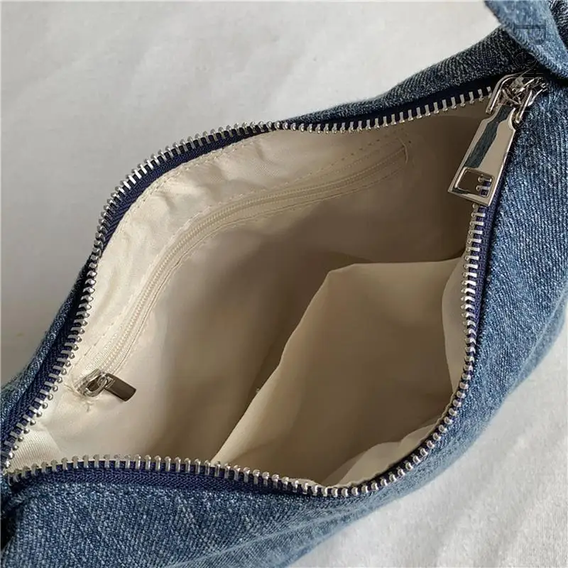 JulioFlorcer Denim Blue Small Handbags Luxury Designer Luxury Square Underarm Hobo Clutch Lady Fashion Plaid Pattern Mini Purse