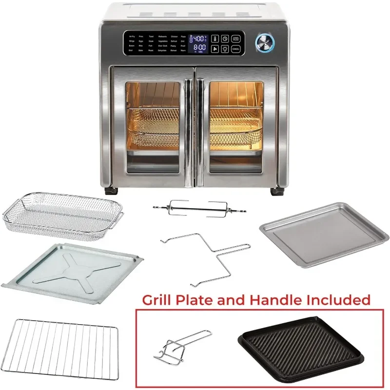 Emeril Lagasse 26 QT Extra Large Air Fryer, Convection Toaster Oven with French Doors, Stainless Steel 3