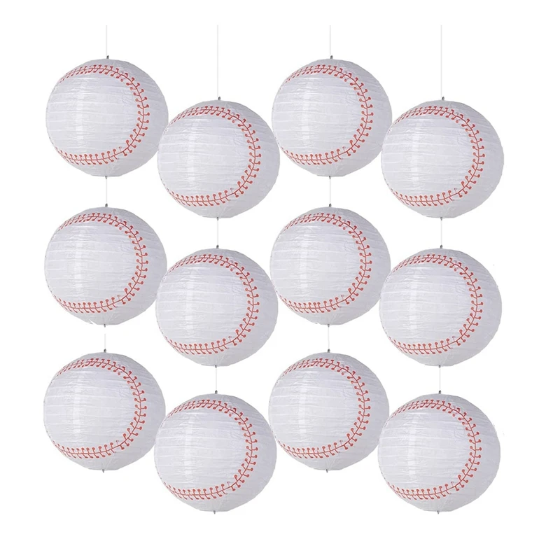 

Cotton Paper Folding Paper Lantern Sports Team Party Baseball Hanging Lantern Softball Party Decorations 12 Pieces