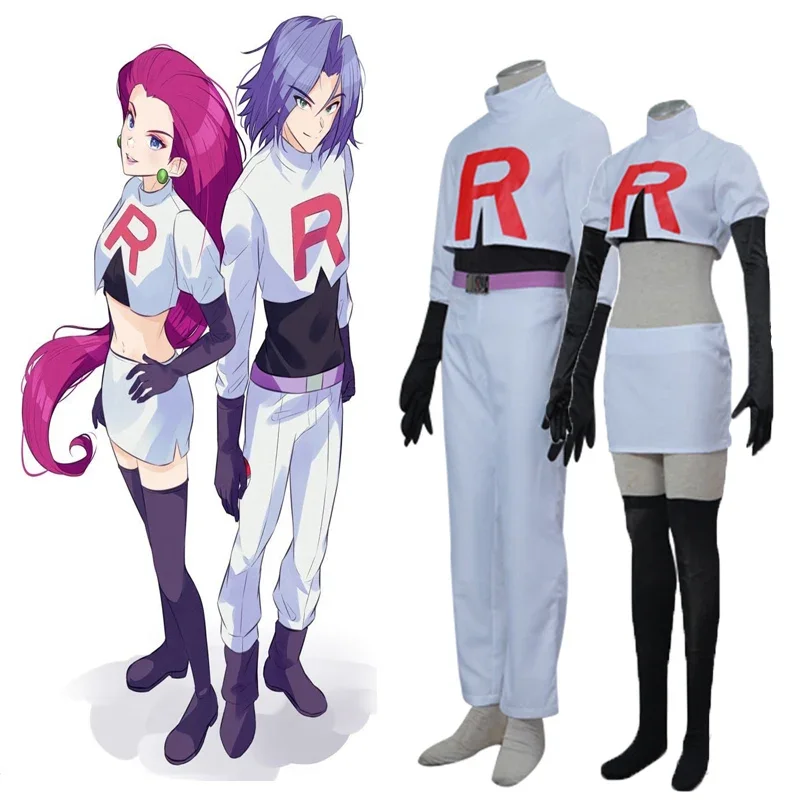 Costumi Cosplay Pokemon Anime Figure Team Rocket Jessie E James Costume Set Completo Costumi Di Halloween Per Donna Uomo