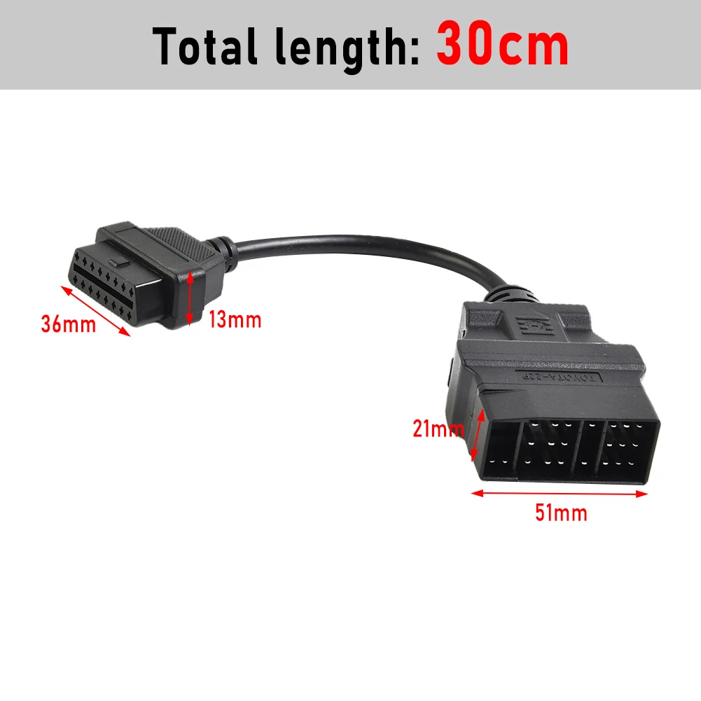 

22-контактный переходник OBD1 на 16-контактный OBD2 для диагностического сканера TOYOTA, черный-аксессуары для транспортных средств