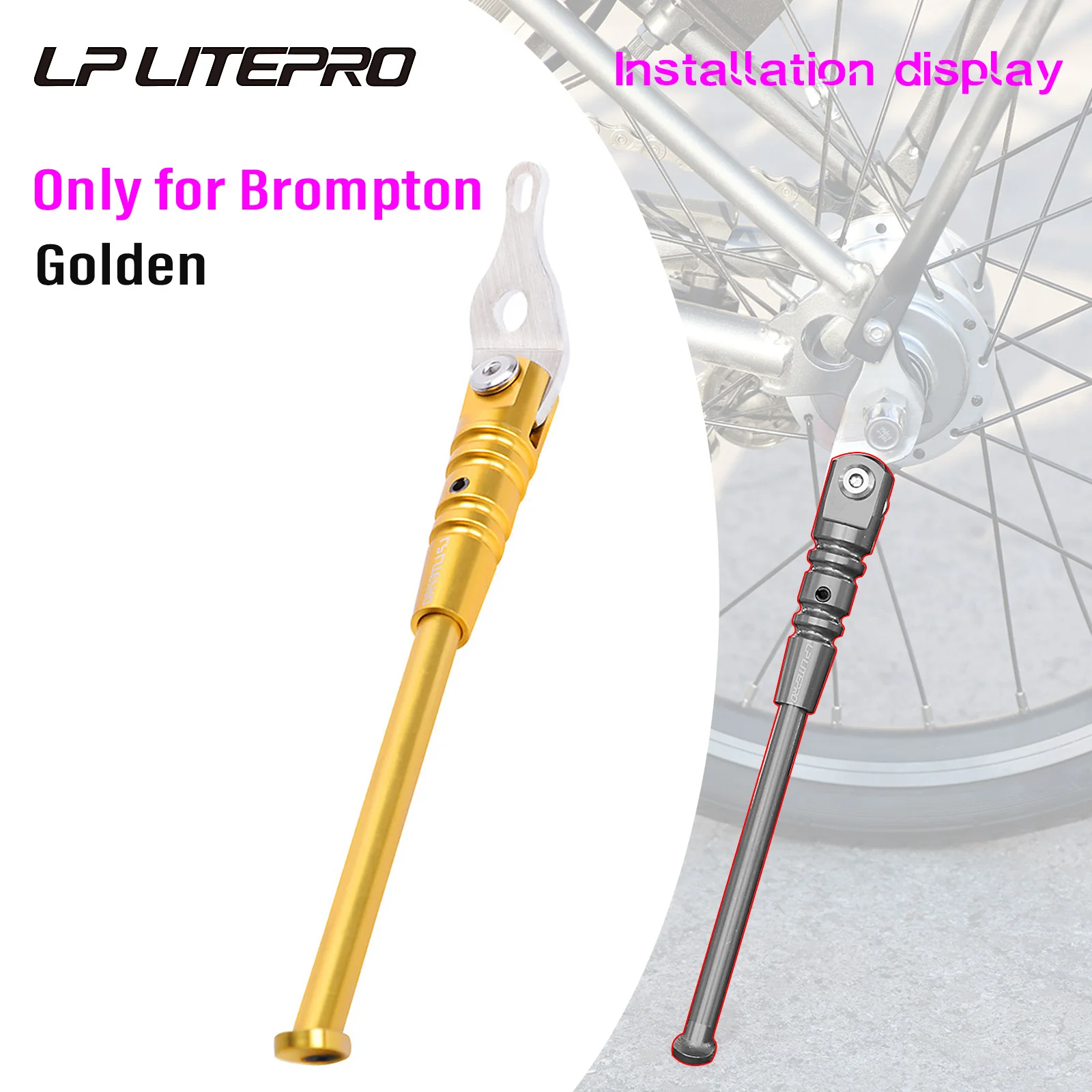 Béquille Réglable Et Légère En Alliage D'Aluminium Pour Vélos Pliants Brompton - Noir