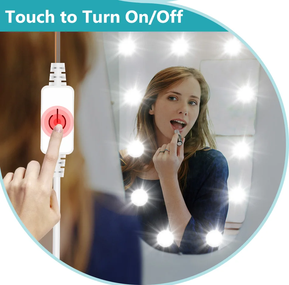 Lampe de maquillage LED USB 5 V à intensité variable pour femme, éclairage de vanité, miroir de chambre Hollywood, lampe de remplissage pour coiffeuse_voghion.com