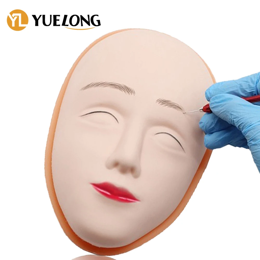 

Hot 1/5/10/20pcs 5D Facial Silicone Head Face Tattoo Practice Skins for Permanent Makeup Lip Eyebrow Tattoo Training Fake Skin
