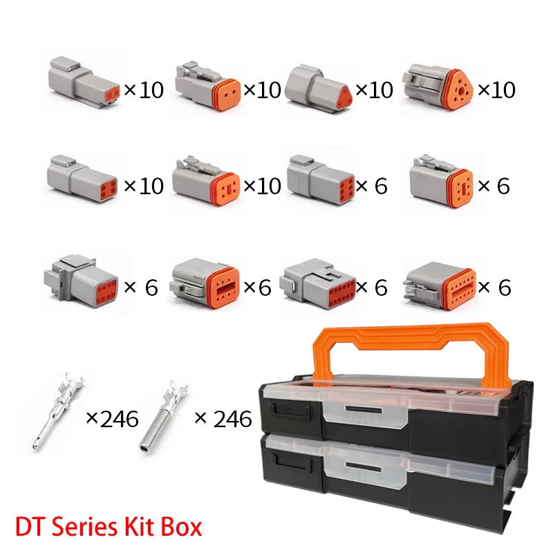

1/5 Sets Deutsch DT Series Waterproof Wire Connector Kit DT06-2/3/4/6S DT04-2/3/4/6P Automotive Sealed Plug With Pins Box Sale