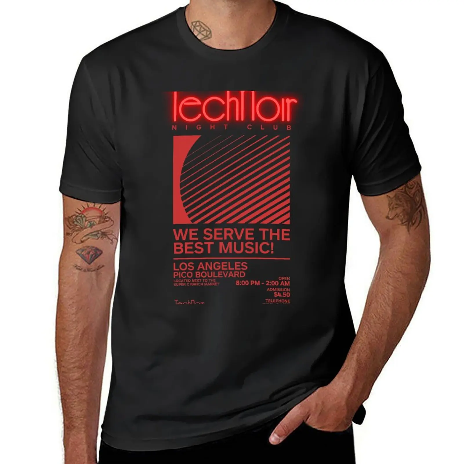 

Retro 80s Technoir Nightclub Poster from the Terminator Movie T-Shirt for a boy tees funnys tops mens clothes