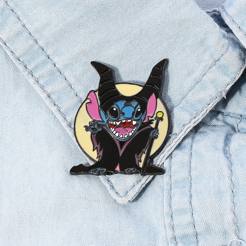 

Disney Anime Lilo & Stitch Metal Button Brooch Stitch Cute Cartoon Witch Cosplay Badge Jewelry Clothing Lapel Pin Accessories