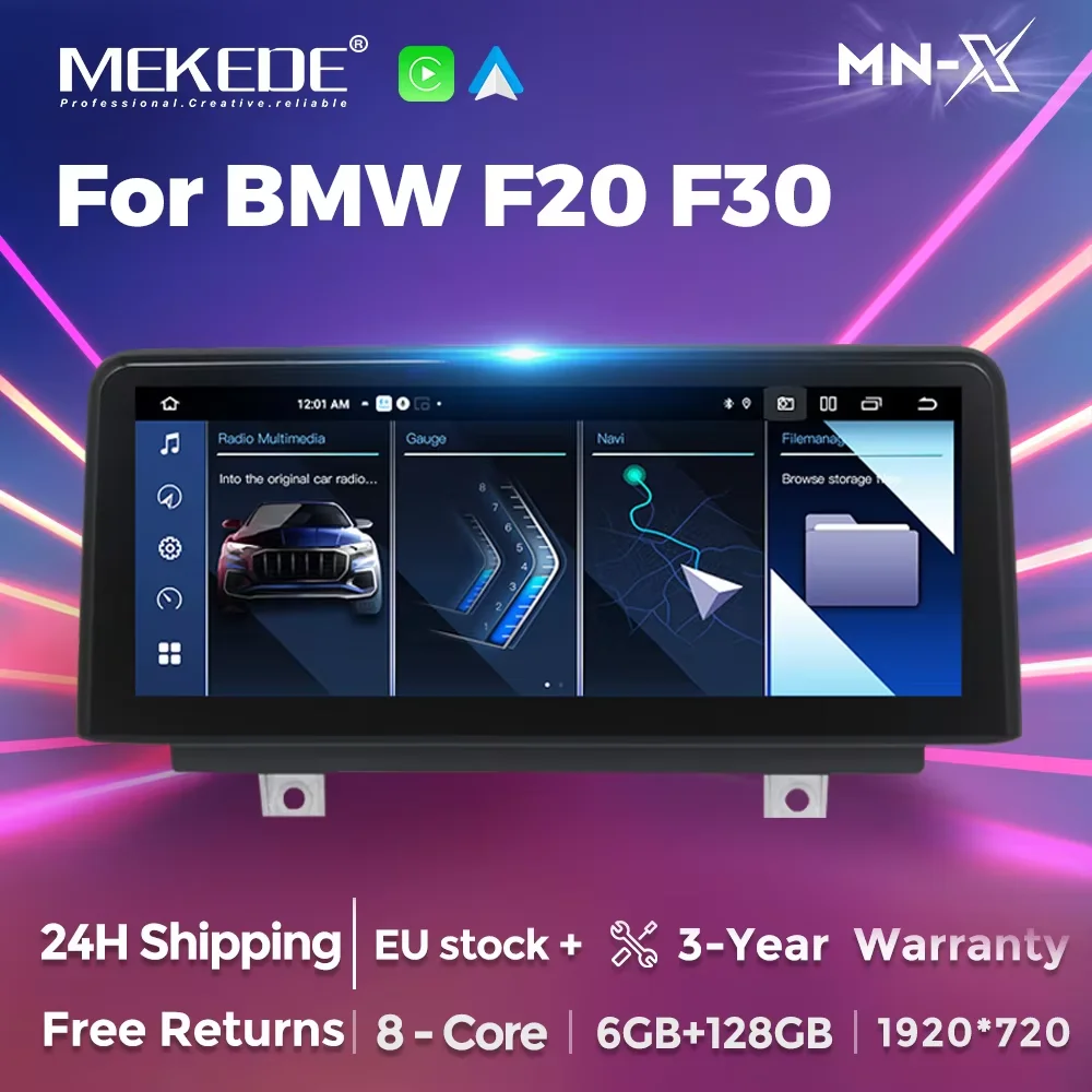 MEKEDE Android 14 Autoradio Für BMW 1 2 3 4 Serie F20 F21 F22 F30 F31 F32 F33 F34 F36 GPS Drahtlose Android Carplay Auto 4G WIFI
