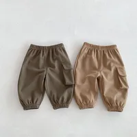 MILANCEL New Autumn Kids Trousers 0-5T Boys Solid Color Casual Harem Pants Children Baby Simplicity Cargo Pants 2