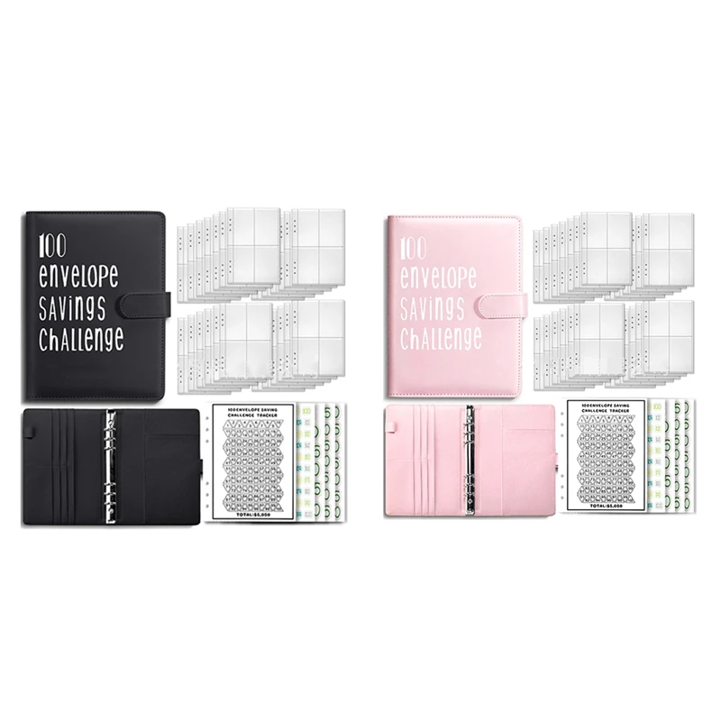 

100 Envelope Challenge Binder, A5 Binder,Budget Book With Cash Envelopes,100 Envelopes Saving Challenge To Save 5,050