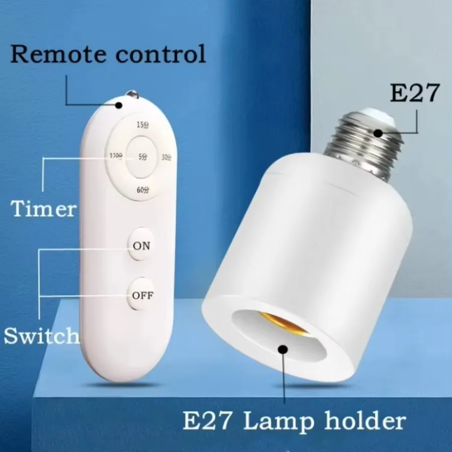 E27 85V-265V Wireless Remote Control Smart Timer Switch Lamp Holder