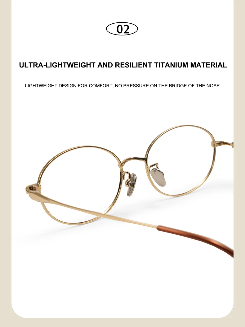 Luxuriöse Goldfaden-Brillenfassung Ultraleichte Titan-Brille Damen Retro Mode Designer-Stil Brillen – Detail 5