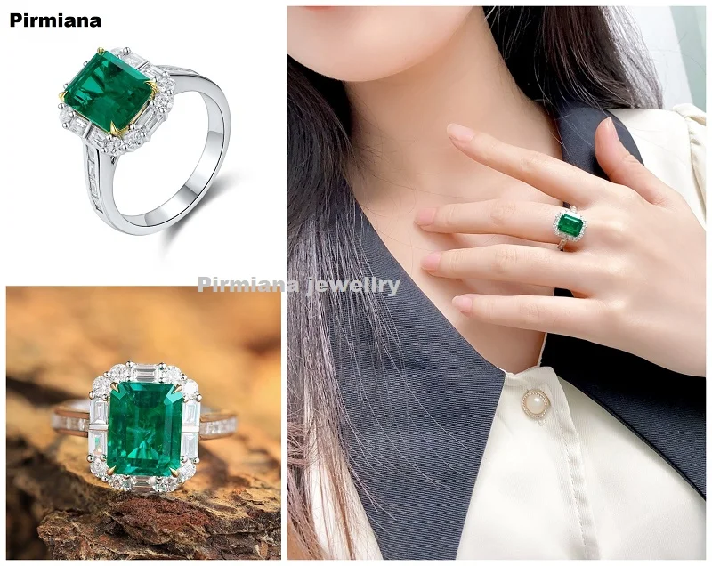 S0861c9901bf74b9898a93e5c6b83991ay Pirmiana New Design 18k White Gold Rings for Women 2.54ct Lab Grown Emerald Rings Lab Grown Diamonds Jewelry Gift for Christmas