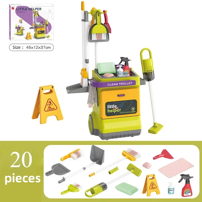 Children's Cleaning Set Pretend Play Kids Simulated Life Cleaning Toys and Sanitation Simulation Broom Vacuum Cleaner Tool Toy
