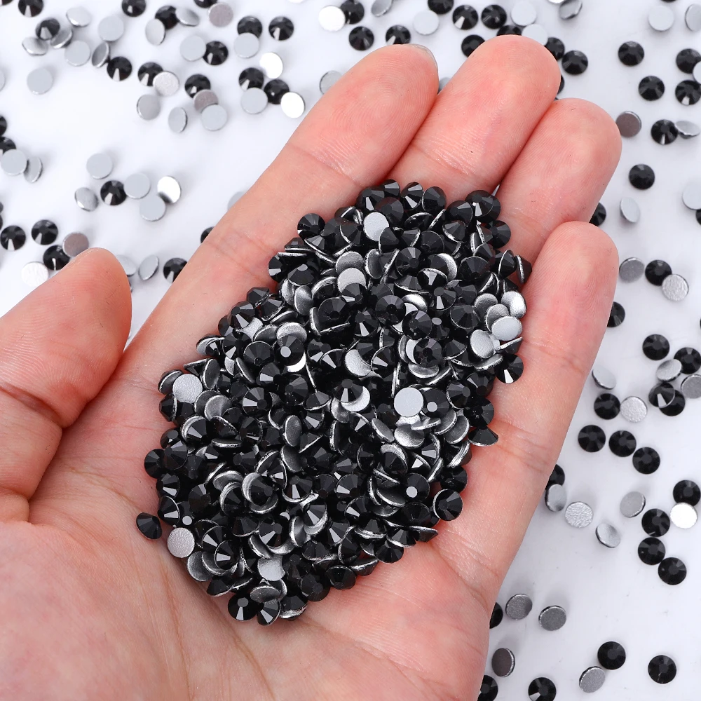 QIIY SS3-SS50 Schwarz Nicht-Hotfix Kristall Strass Nail art Zubehör Steine Hochzeit Kleid Dekoration Nagel Aufkleber Nagel Teile – Detail 8