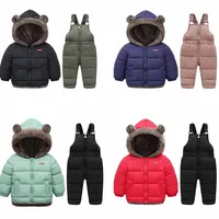 2024 Winter Children Clothing Sets Lamb Fleece Coats Down Pants Baby Thicken Warm 2Pcs New Boys Girls Fashion Casual Jackets