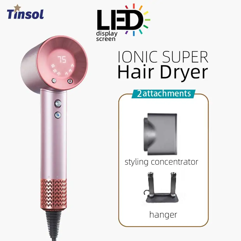 

Professional High Speed Negative Ionic 110000rpm Hair Dryer LonLED display of temp brushless super Dryer hair Salon Tool