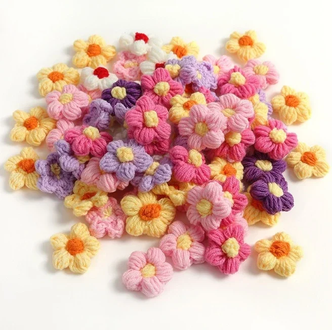 Knitting Supplies 10pcs Knitting Flower Head Crocheted Yarn Bouquet