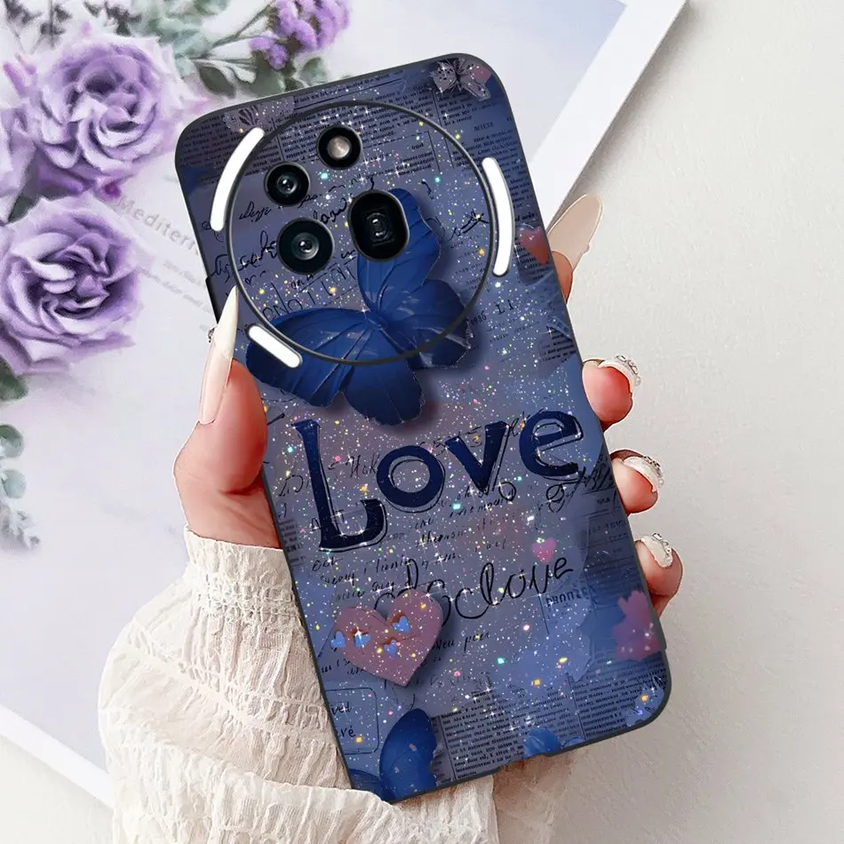 Elegant Butterfly Cat Printed Black Silicone Soft Phone Case