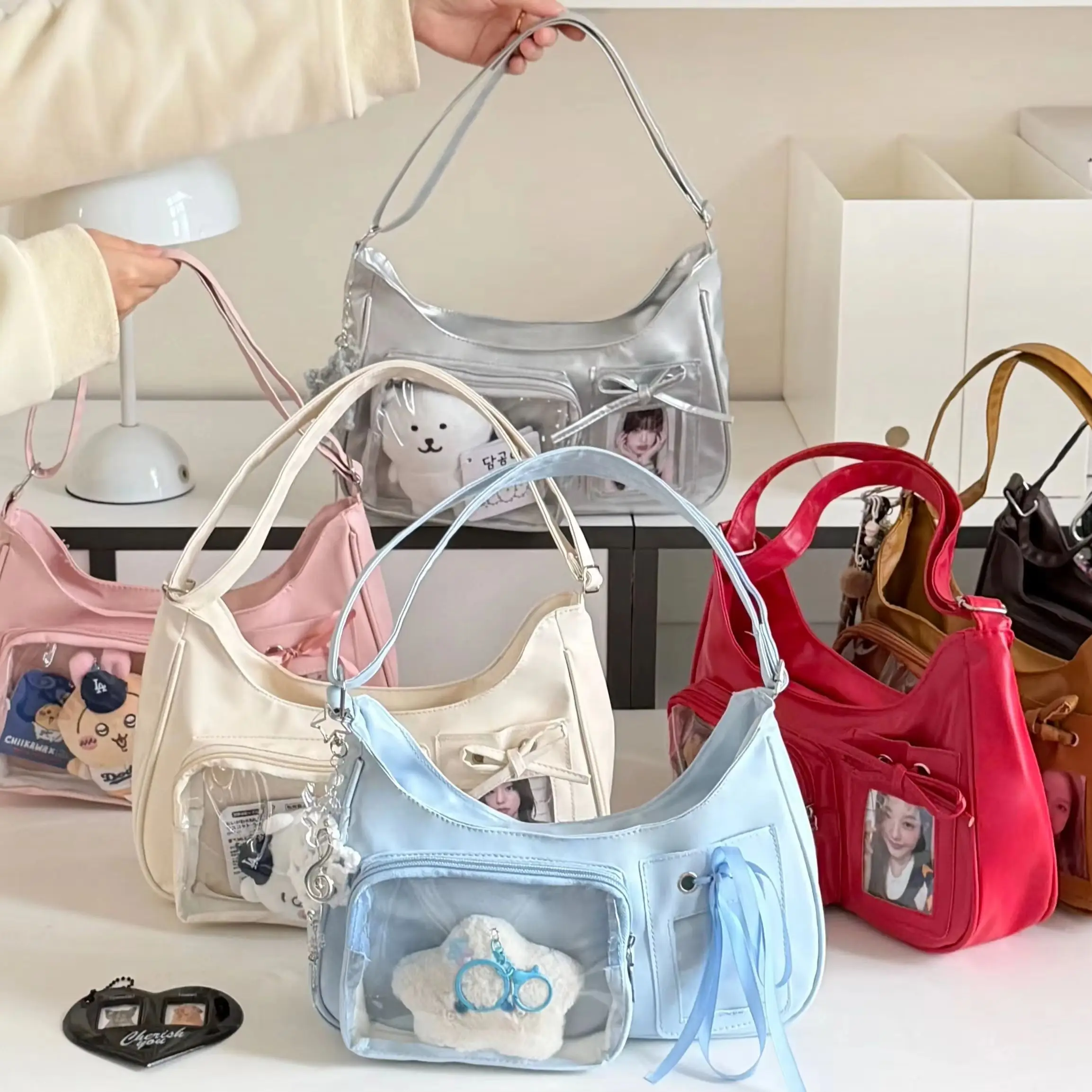 Y2k Harajuku Shoulder Bag Women Korean Transparent Ita Bag School Crossbody Bag Female Japanese Designer Preppy Handbag Purse 3