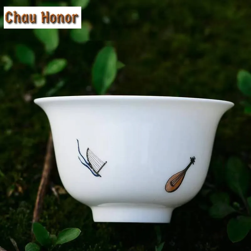 150ml Dunhuang Flying Sky Concert Gaiwan Elegant White Porcelain Tea Brewing Cup Tea Tureen Tea Brewing Cover Bowl Teaware Items