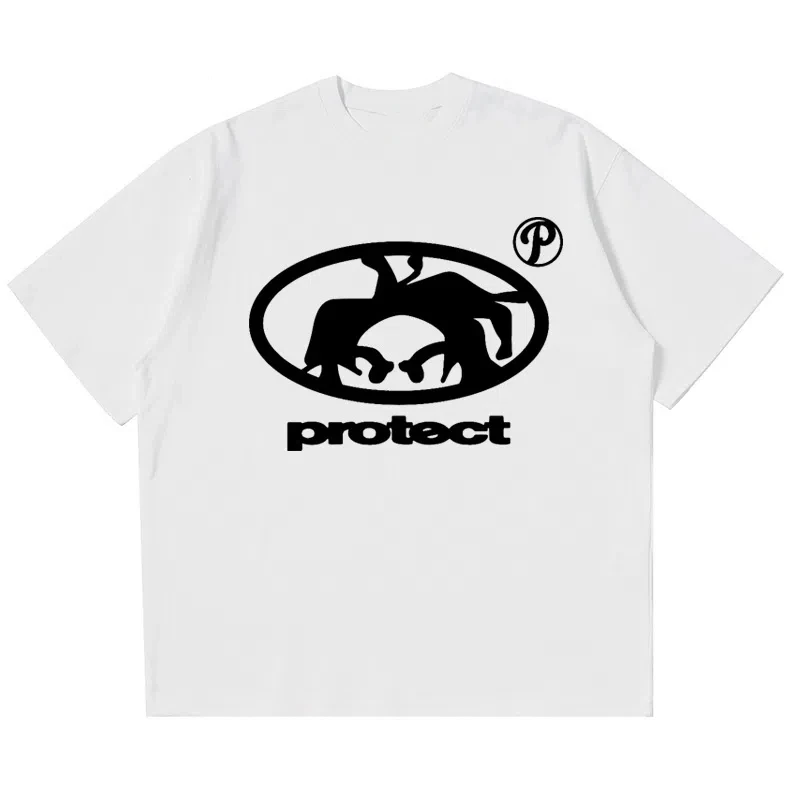 Men's T-shirt 100% Pure Cotton Top Summer Harajuku Short Sleeved T-shirt Retro Korean Fashion Y2k Street Short Sleeved T-shirt 1