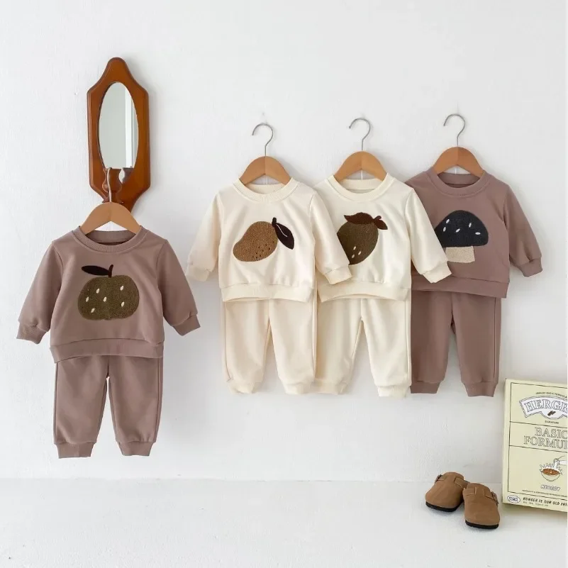 Spring Autumn New Newborn Kid Baby 1-4Y Boy Girl Clothes Set Infant Sweatshirt Set Long Sleeve Pullover Top Pant Suit Outfit 3