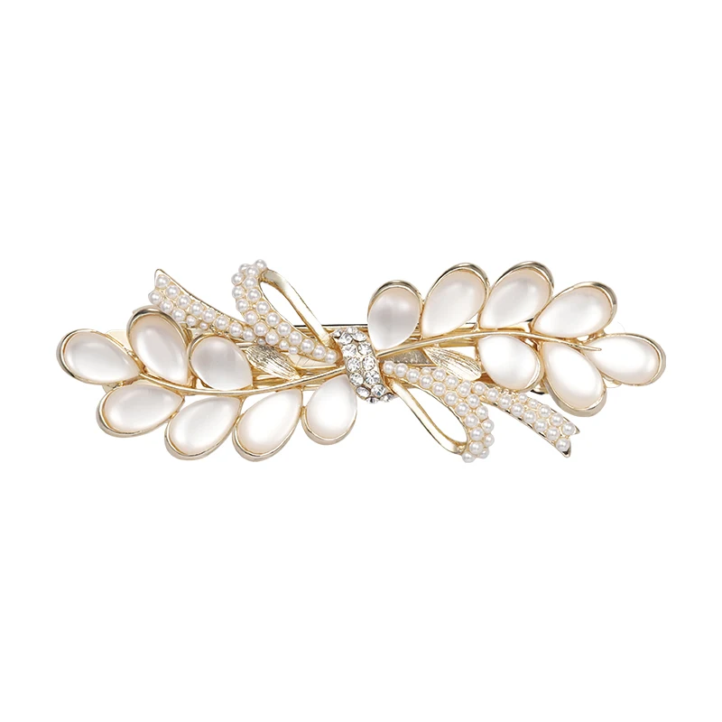 

Hxl Elegant Hair Clip Bow Headdress Imitation Pearl Spring Clip